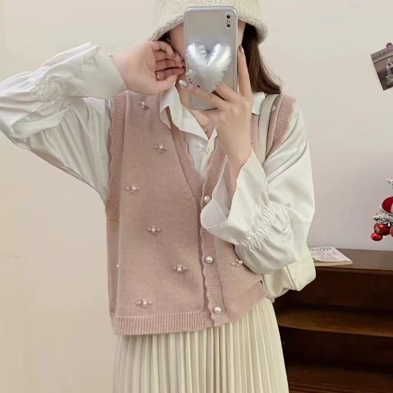 Winter Clothing Offer - Rompi Rajut Pink untuk Wanita, Pakaian