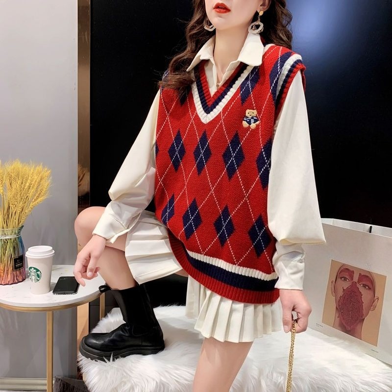 Rompi Rajut Merah Wanita Tanpa - Winter Clothing Offer ulasan dan harga
