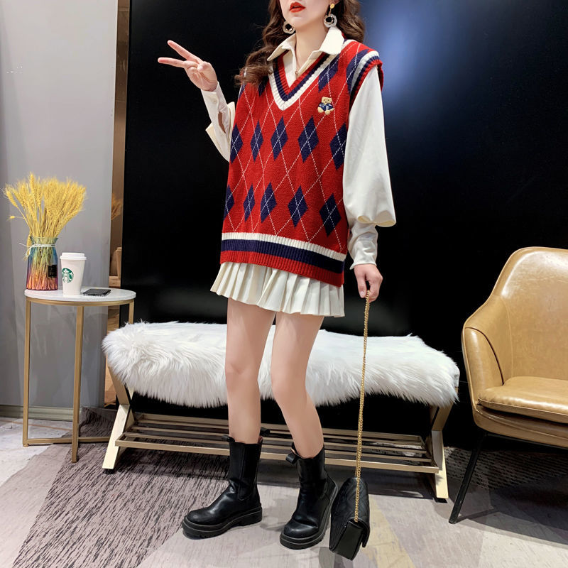 Rompi Rajut Merah Wanita Tanpa - Winter Clothing Offer ulasan dan harga
